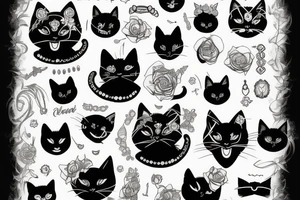Black cat made of crystal tattoo idea