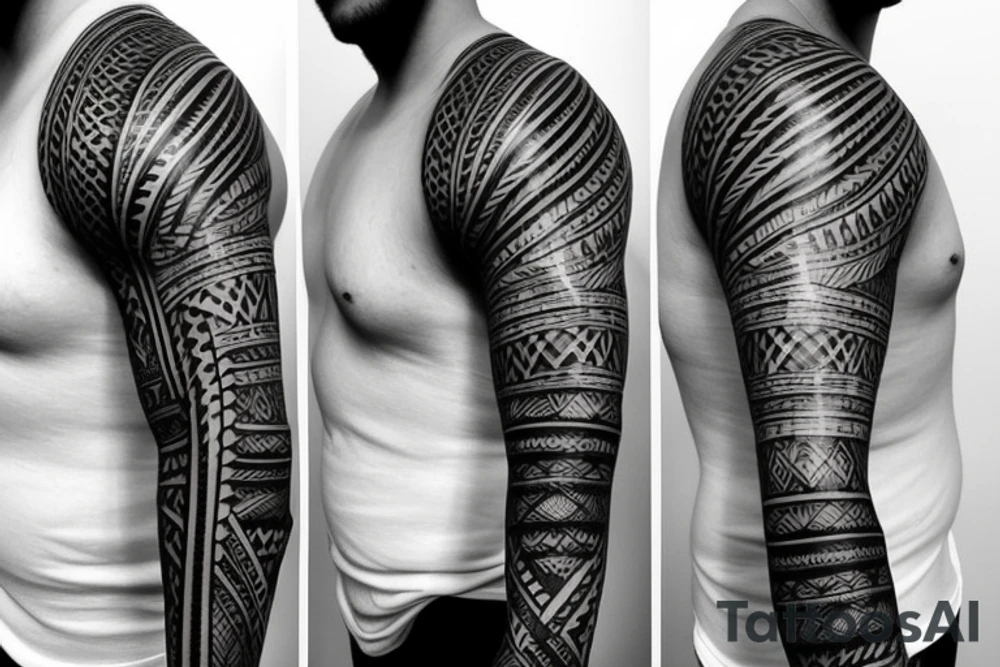 polynesian full sleeve tattoo idea