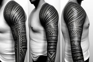 polynesian full sleeve tattoo idea
