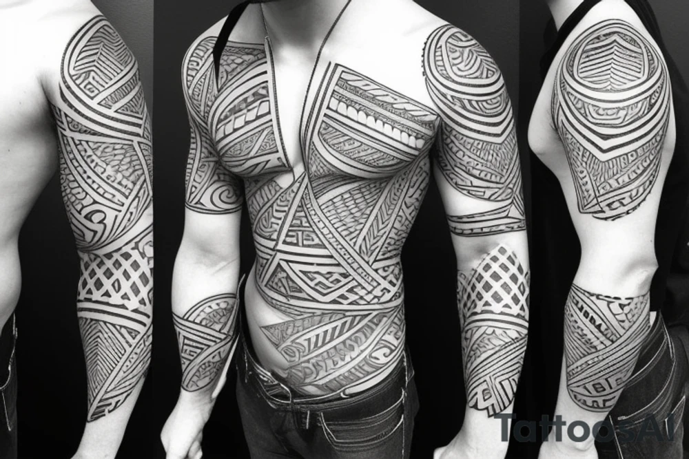 polynesian full sleeve tattoo idea