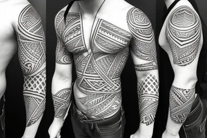 polynesian full sleeve tattoo idea