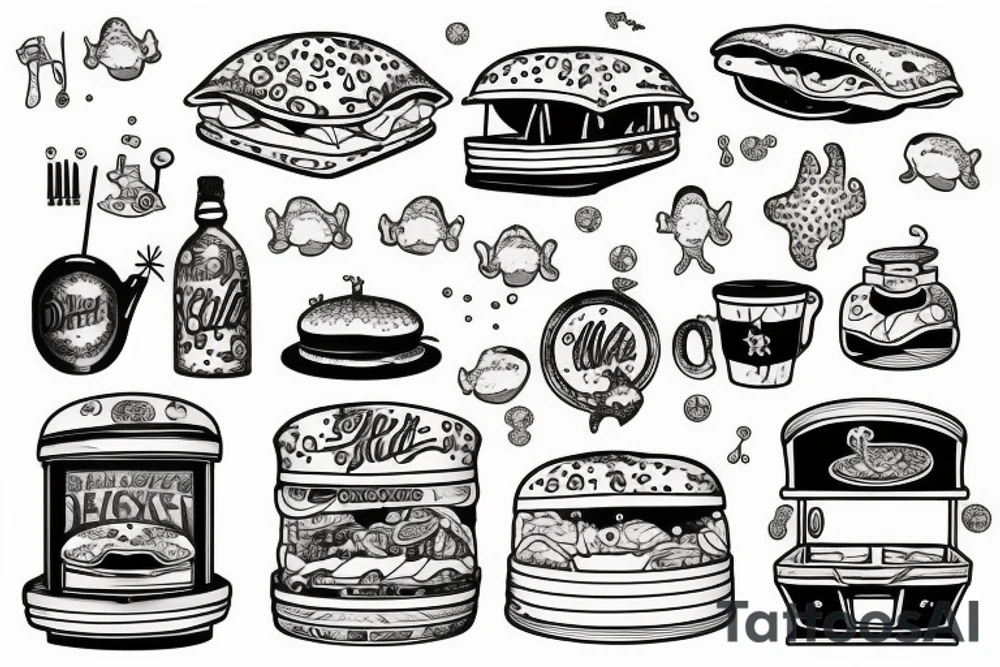 1950s diner under the sea tattoo idea