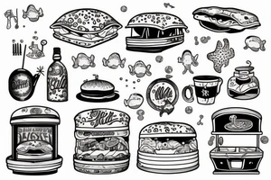 1950s diner under the sea tattoo idea
