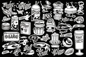 1950s diner under the sea tattoo idea