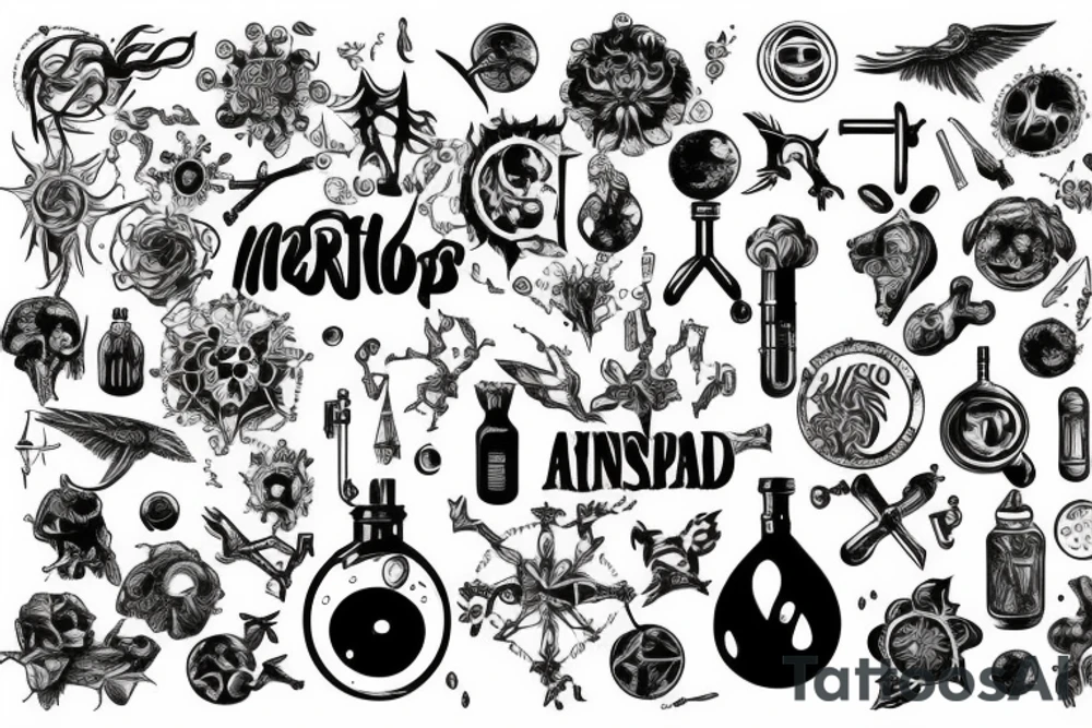 An old world design that merges scientific elements and the supernatural tattoo idea