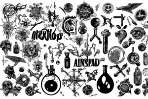 An old world design that merges scientific elements and the supernatural tattoo idea