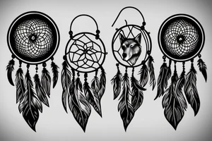 wolf with a dream catcher earings tattoo idea