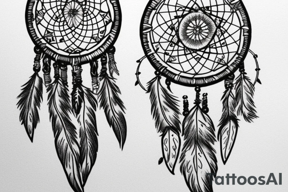 wolf with a dream catcher earings tattoo idea