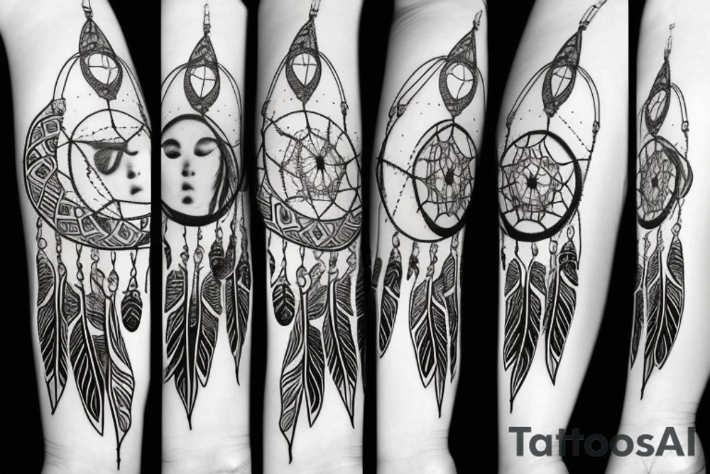 wolf with a dream catcher earings tattoo idea
