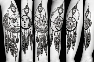 wolf with a dream catcher earings tattoo idea