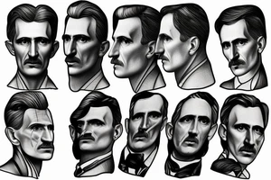 nikola tesla realistic portrait tattoo idea