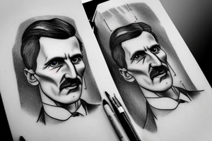 nikola tesla realistic portrait tattoo idea