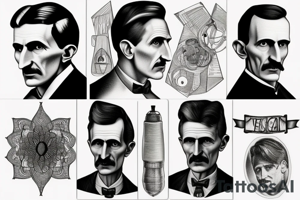 nikola tesla realistic portrait tattoo idea