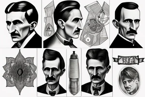 nikola tesla realistic portrait tattoo idea