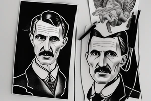 nikola tesla realistic portrait tattoo idea