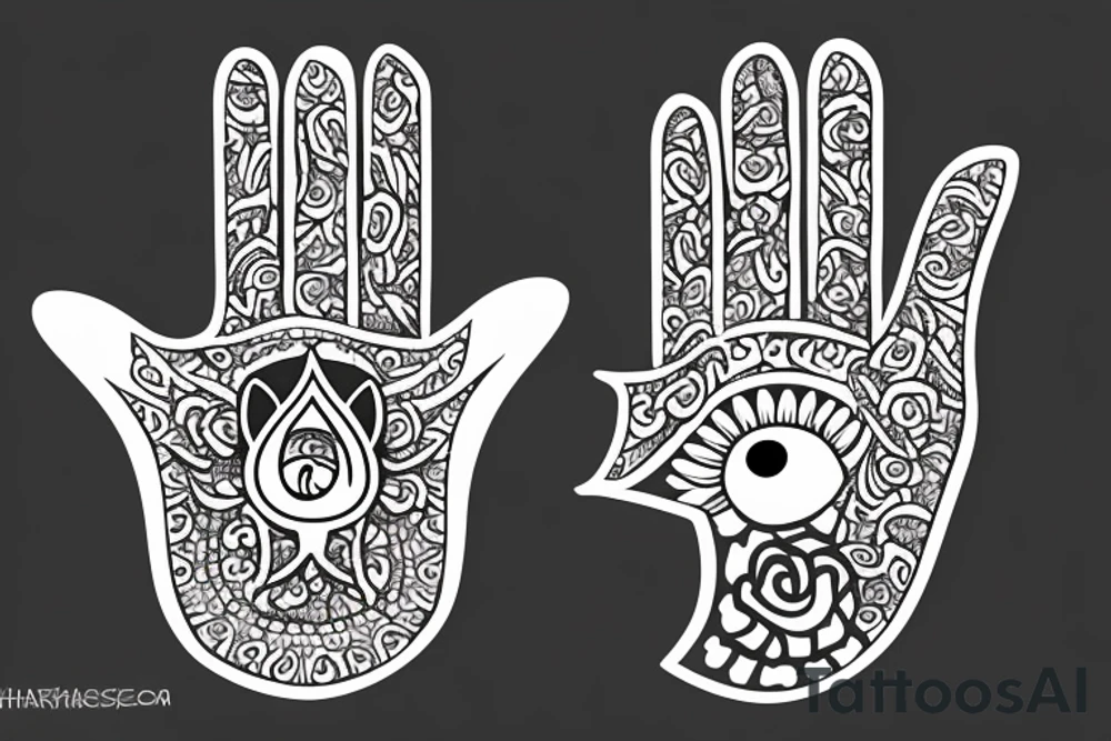Hamsa tattoo with rose in the middle instead of an eye tattoo idea