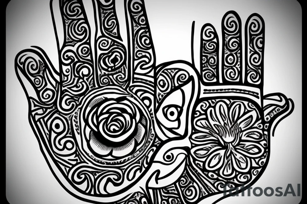 Hamsa tattoo with rose in the middle instead of an eye tattoo idea