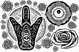 Hamsa tattoo with rose in the middle instead of an eye tattoo idea