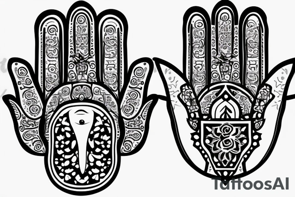 Hamsa tattoo with rose in the middle instead of an eye tattoo idea