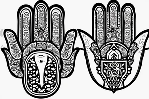 Hamsa tattoo with rose in the middle instead of an eye tattoo idea