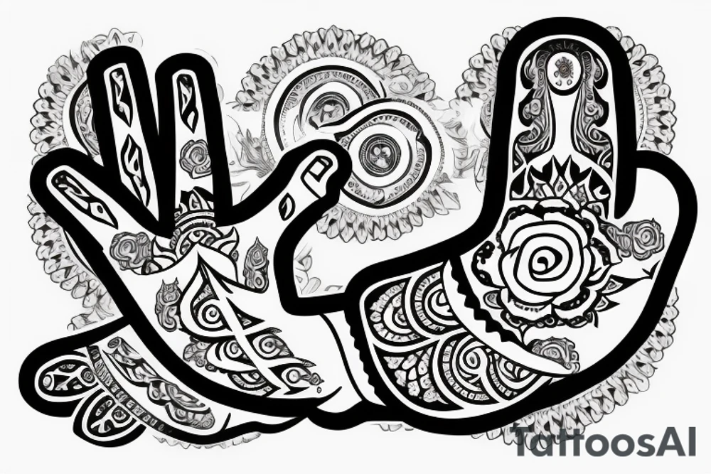 Hamsa tattoo with Rose tattoo idea