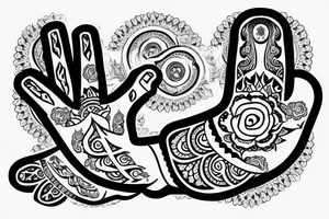 Hamsa tattoo with Rose tattoo idea