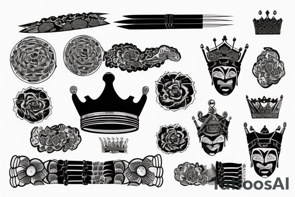 Crown on a Ronin inside a BOX tattoo idea