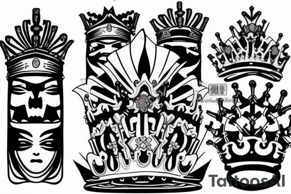Crown on a Ronin inside a BOX tattoo idea