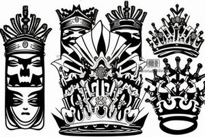 Crown on a Ronin inside a BOX tattoo idea