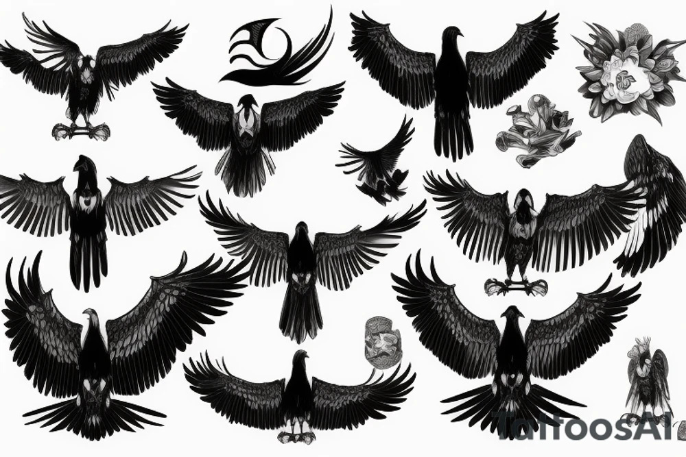 Open winged vulture tattoo idea