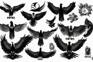 Open winged vulture tattoo idea