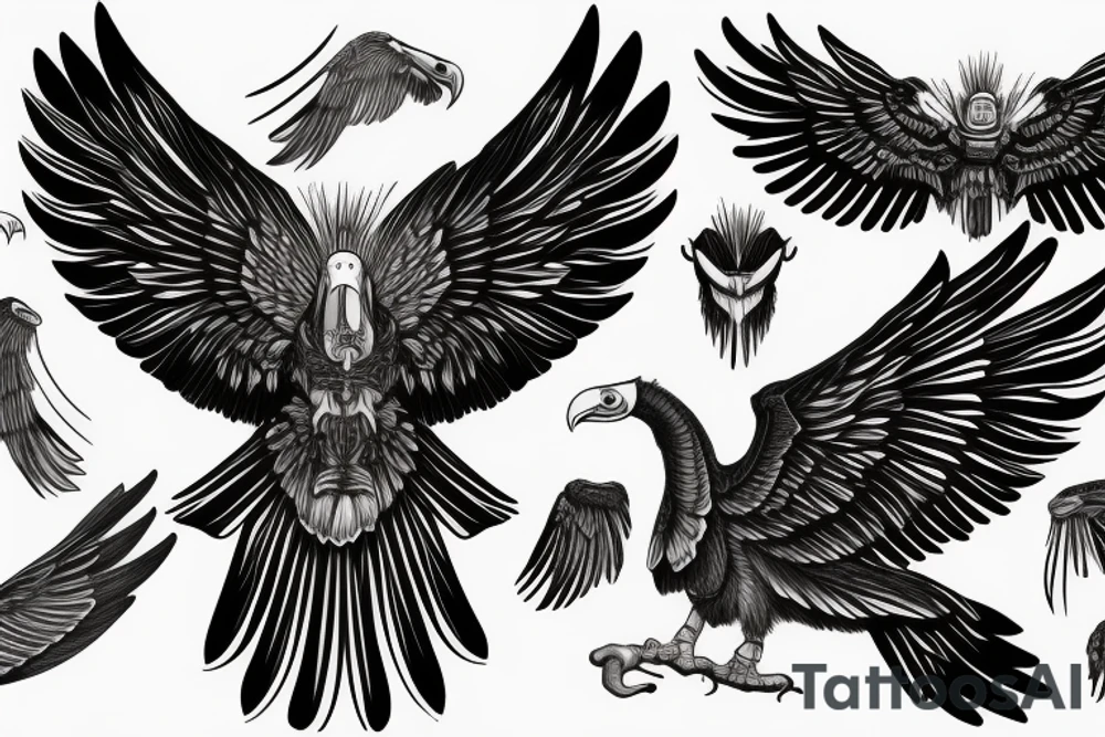 Open winged vulture tattoo idea