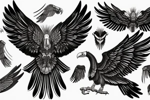 Open winged vulture tattoo idea
