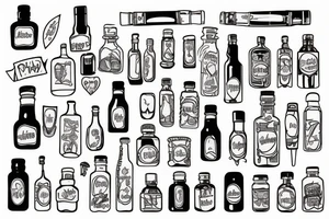 The words “Bottled up no chaser neat” filled inside a bottle tattoo idea
