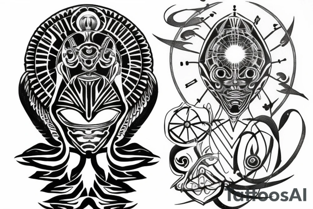 alien simple meditation symmetric tattoo idea