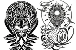 alien simple meditation symmetric tattoo idea