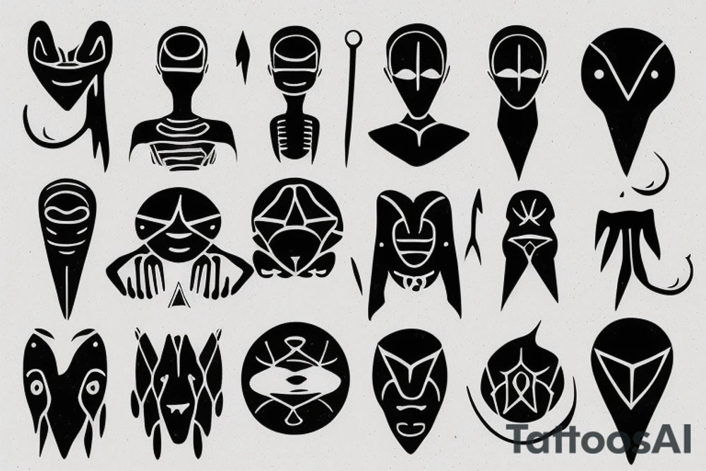 alien simple meditation symmetric tattoo idea