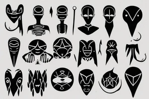 alien simple meditation symmetric tattoo idea