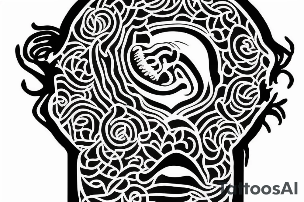 alien simple meditation symmetric tattoo idea