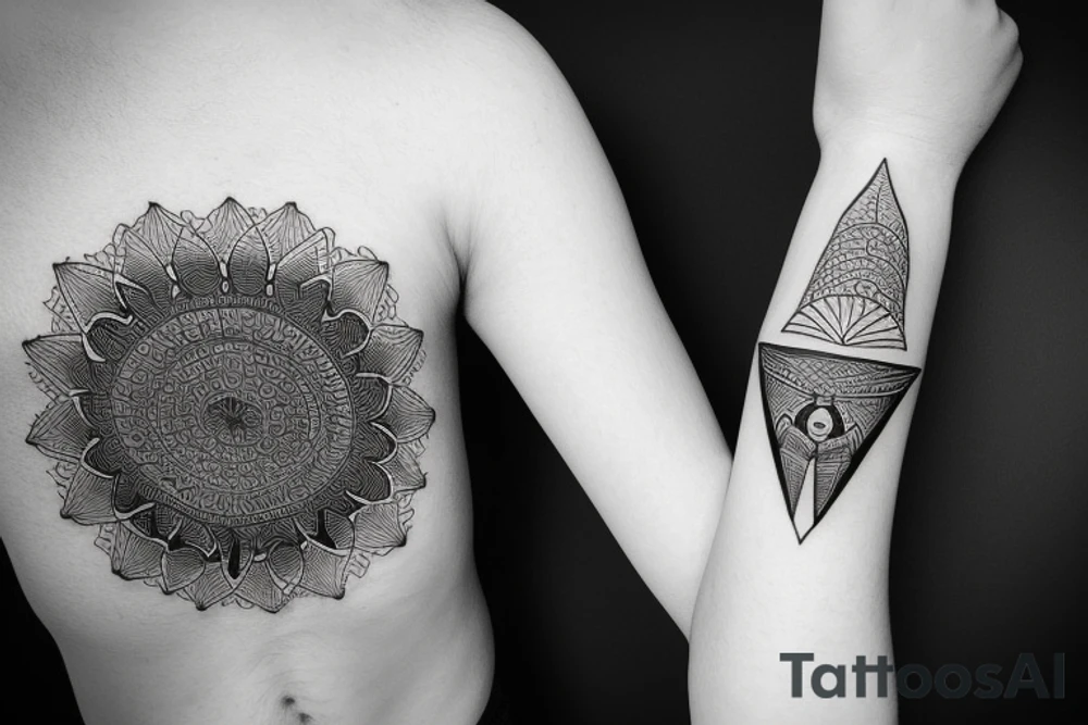alien simple meditation symmetric tattoo idea