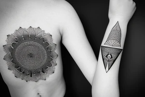alien simple meditation symmetric tattoo idea