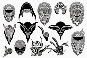 alien simple meditation symmetric like human tattoo idea