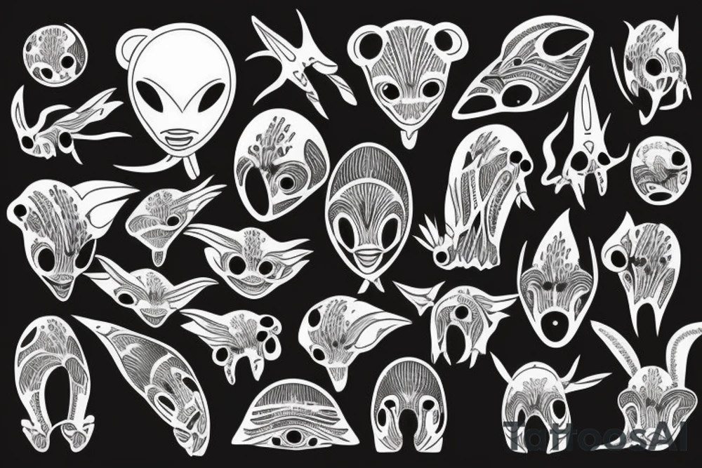 alien simple meditation symmetric like human tattoo idea