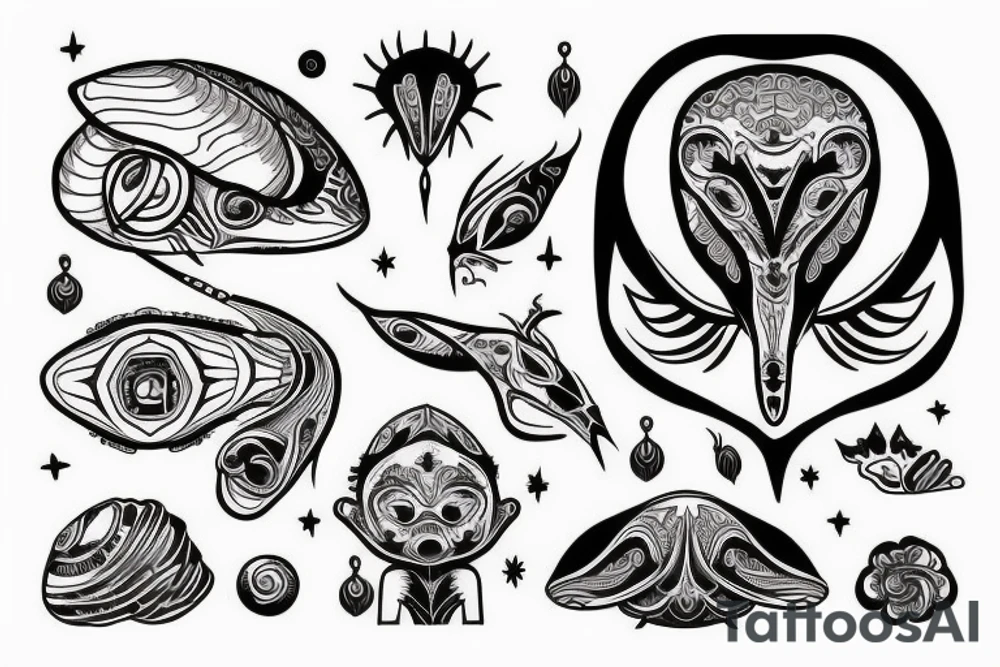 alien simple meditation symmetric like human tattoo idea