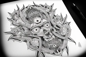 full body alien simple meditation symmetric tattoo idea
