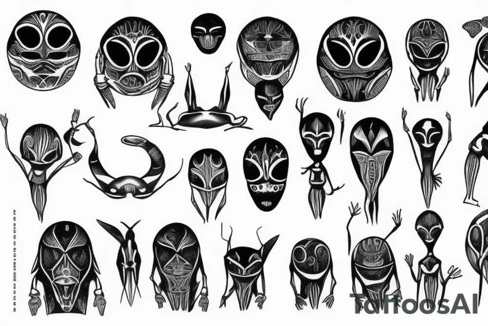 full body alien simple meditation symmetric tattoo idea