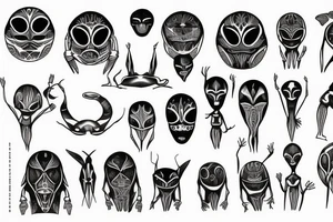 full body alien simple meditation symmetric tattoo idea
