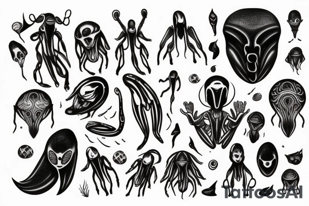 full body alien simple meditation symmetric tattoo idea