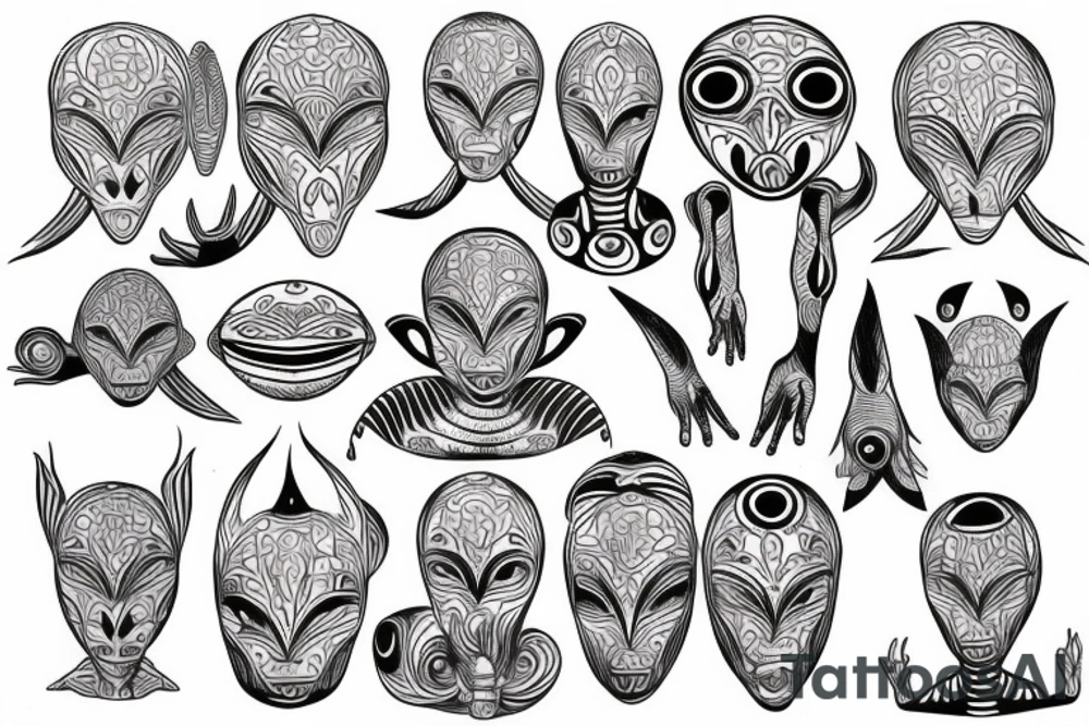 full body alien simple meditation symmetric tattoo idea