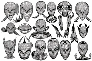 full body alien simple meditation symmetric tattoo idea